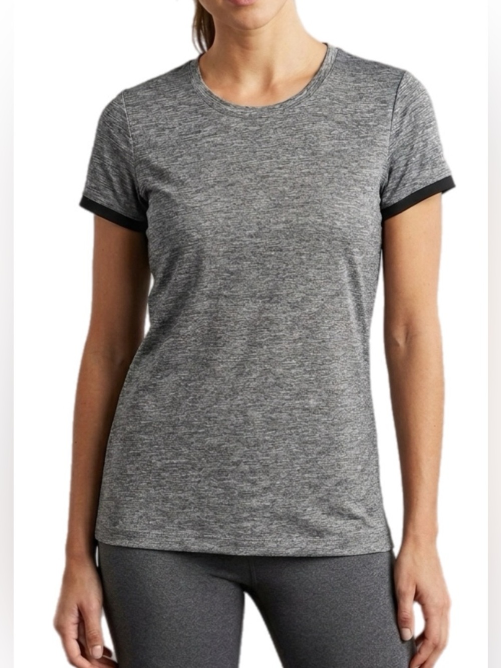 Champion Black Heather Short Sleeve Tee with Black Trim
